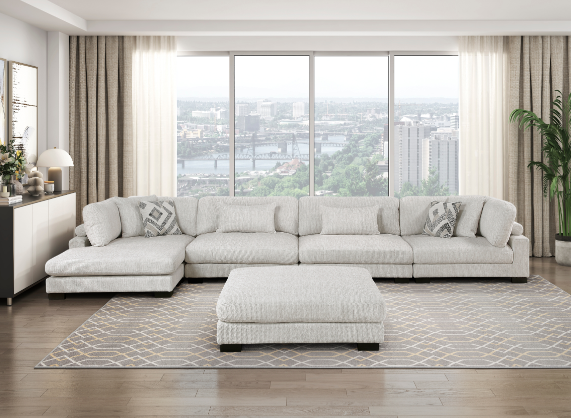 Homelegance Tinley 5-Piece Sectional Sofa with Ottoman
