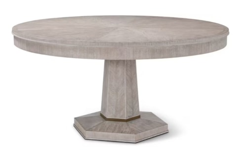 60" Round Pedestal Dining Table with Brass Accents