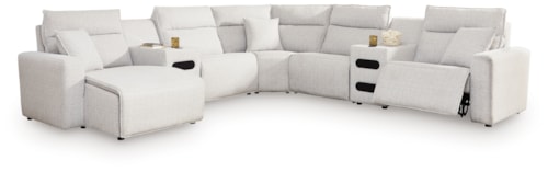 7-Piece Power Reclining Sectional With Chaise And Audio Consoles