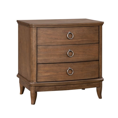Transitional 3-Drawer Nightstand with Outlets