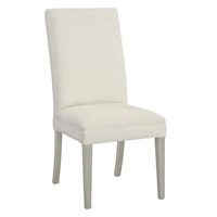 Contemporary Straight Tall Back Dining Chair with Legs in Sheer Dove Finish