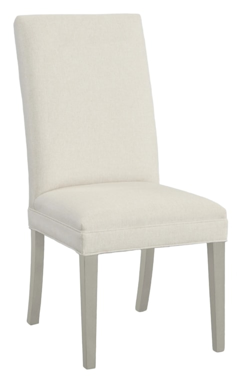 Contemporary Straight Tall Back Dining Chair with Legs in Sheer Dove Finish