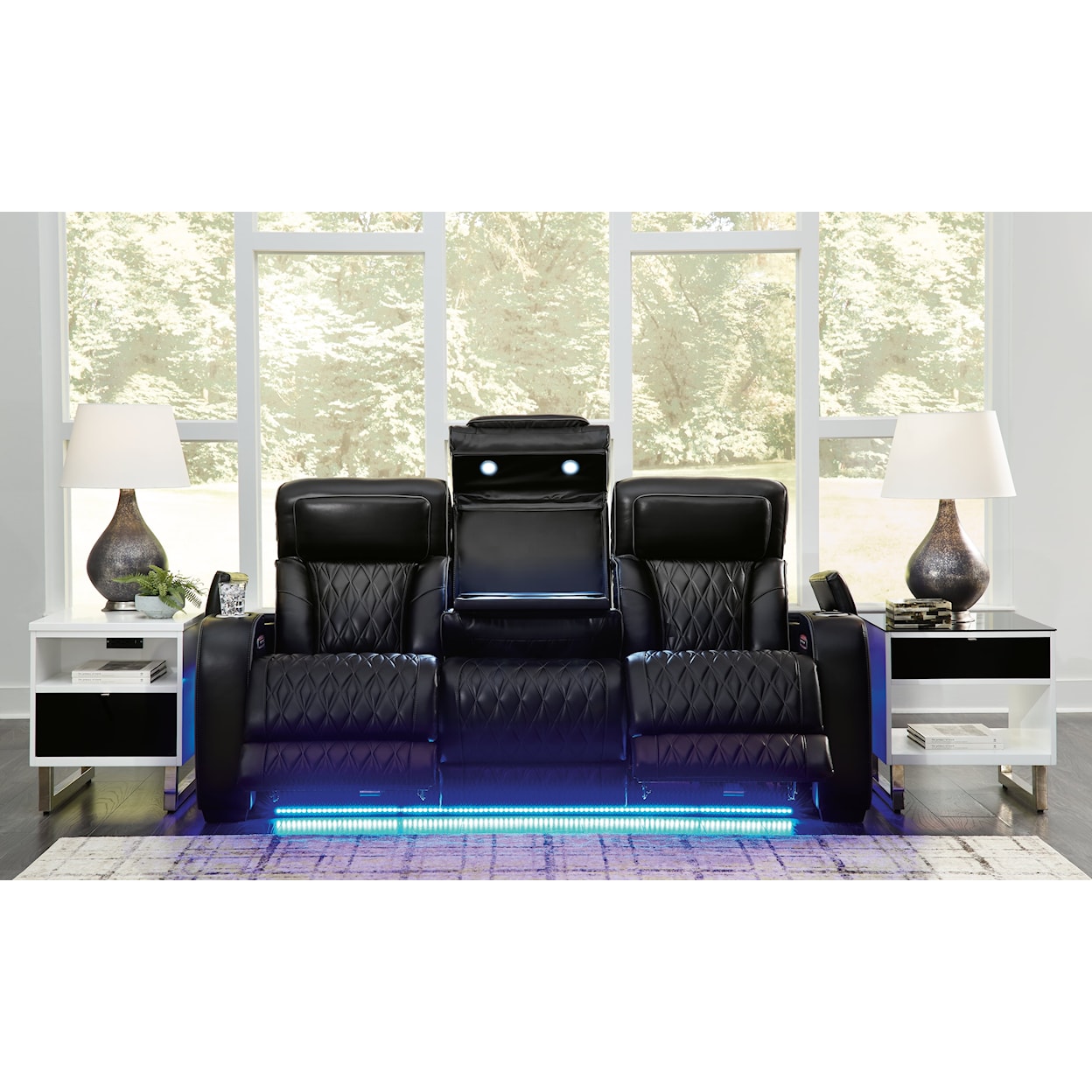 Signature Boyington Power Reclining Sofa with Adj Headrest