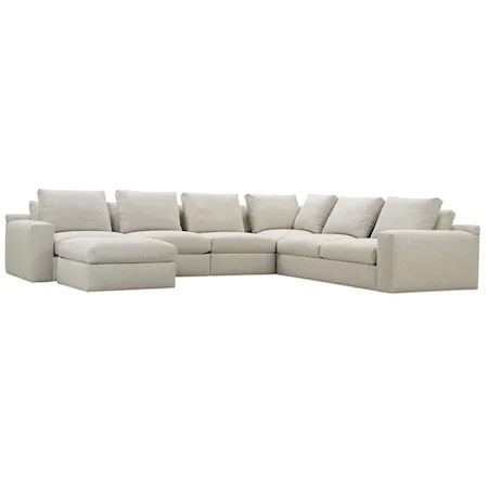 Casual 6-Piece Sectional Sofa with Loose Pillow Back