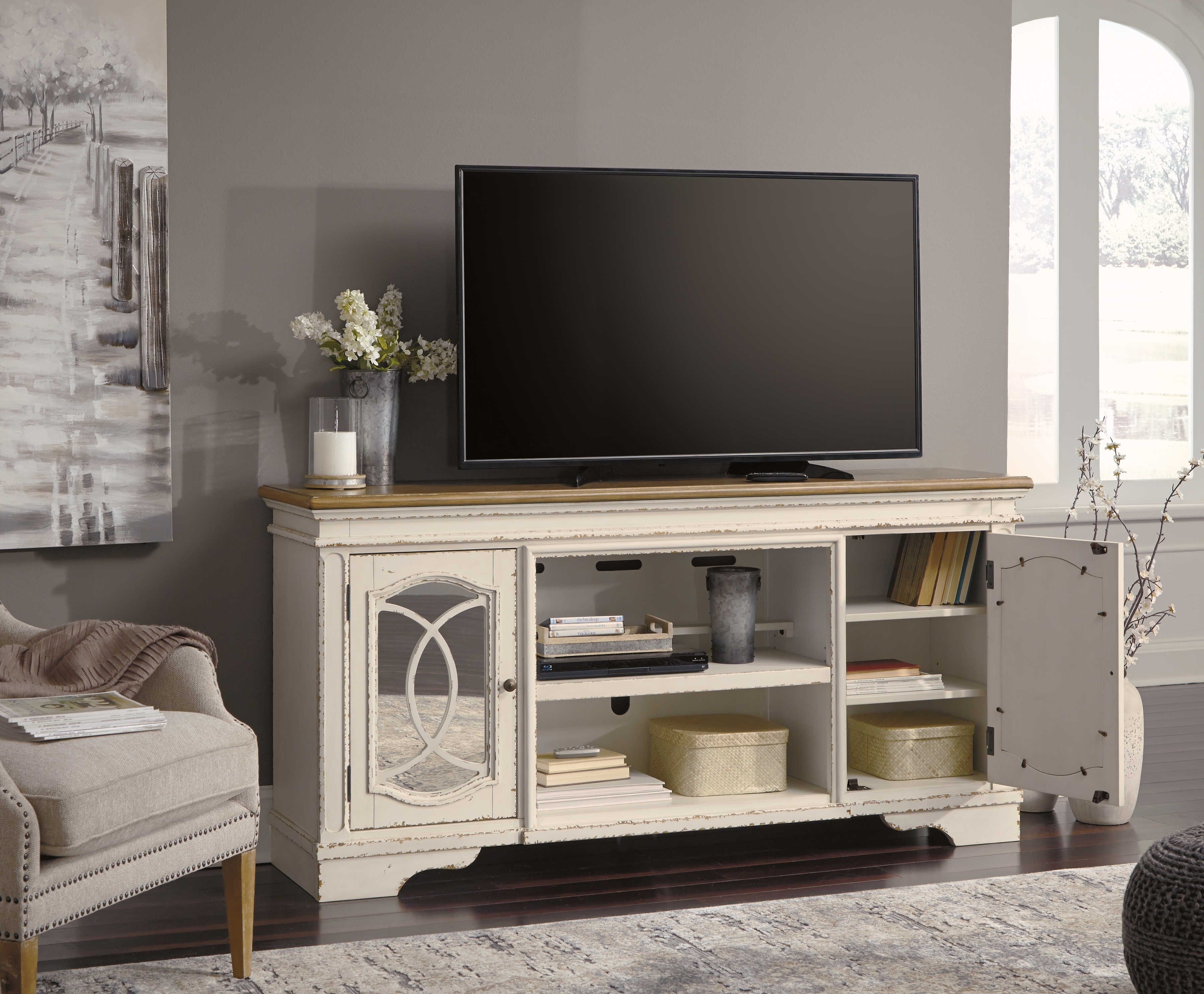 Ashley Signature Design Realyn XL TV Stand W/ Fireplace Option