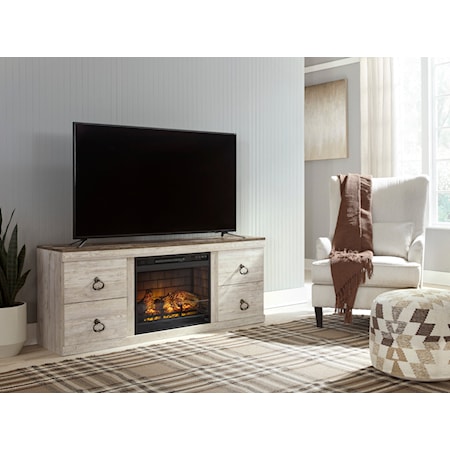 Costal Cottage 60&quot; TV Stand w/ Fireplace