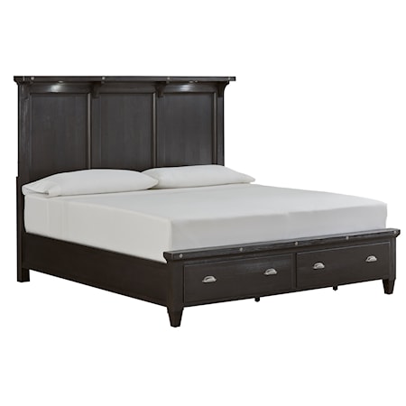 Queen Lighted Panel Storage Bed