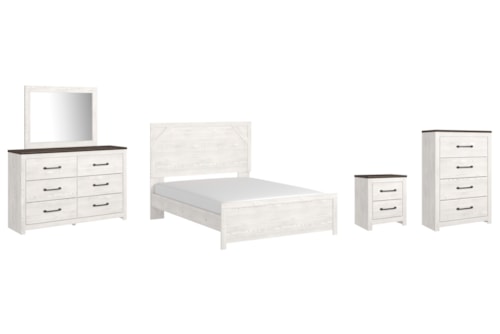 Queen Panel Bed With Dresser And Mirror, Chest And Nightstand