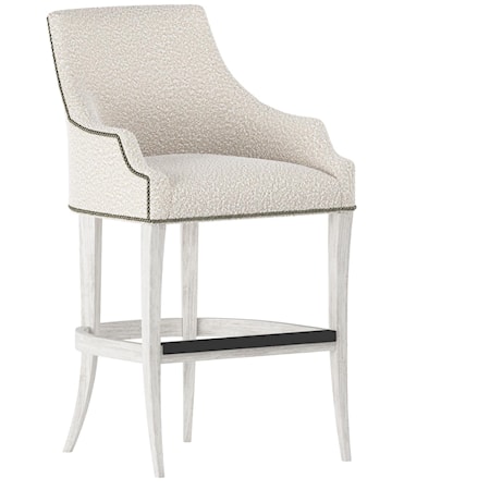 Upholstered Bar Stool With Nail Head Trim