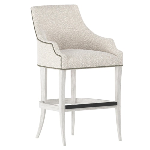 Upholstered Bar Stool With Nail Head Trim