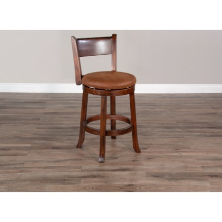 24&quot;H Swivel Barstool, Cushion Seat &amp; Back