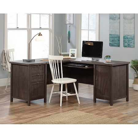 Cottage L-Shaped Desk with File Drawer & Drop-Front Keyboard/Mousepad