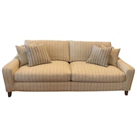 Transitional Slip Covered Sofa with Sloped Arms