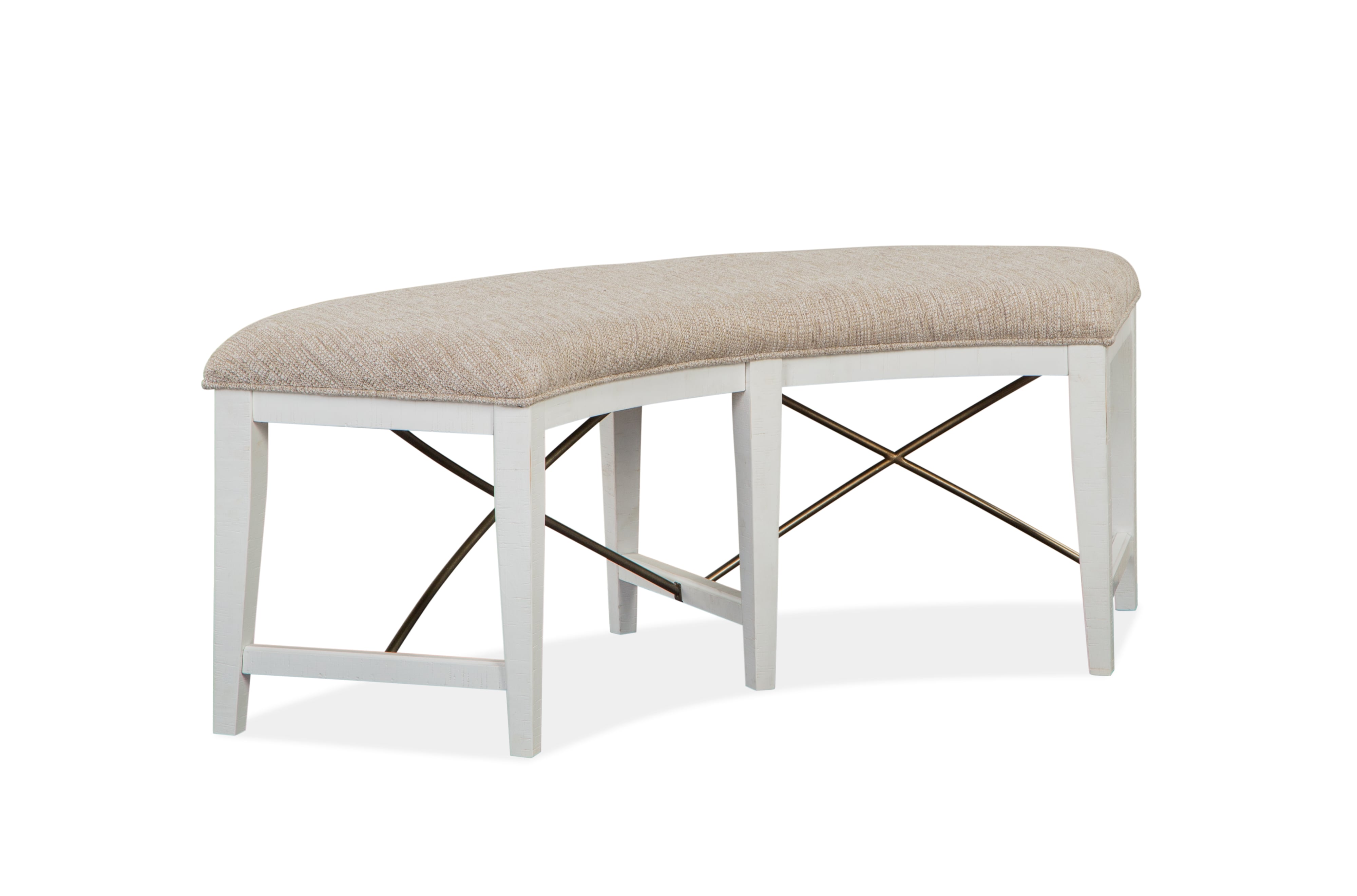 Curved Bench with Upholstered Seat