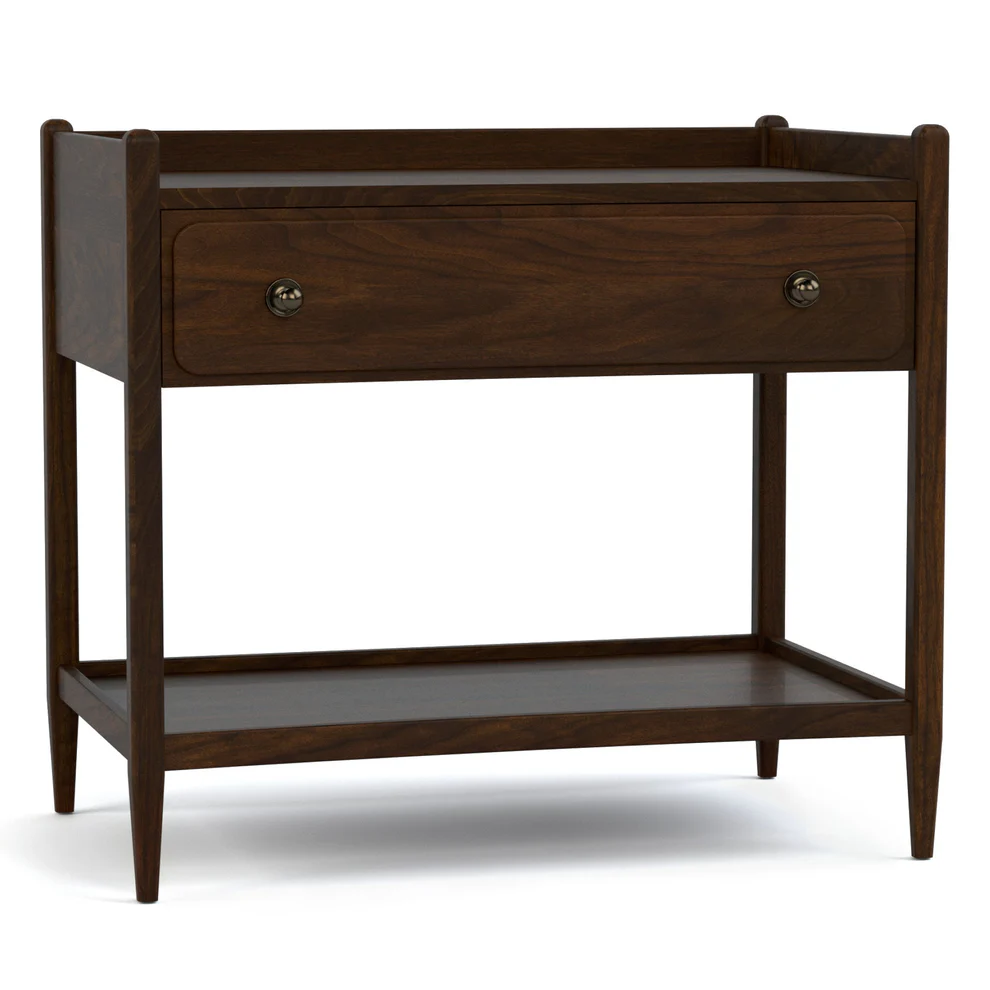 Rectangular Scooped Nightstand w/Gallery Top