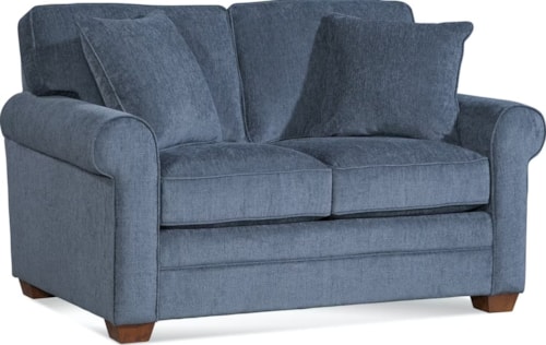 Transitional Loveseat with Rolled Armrests