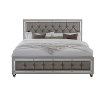Contemporary Glam Upholstered Full Panel Bed with Button Tufting