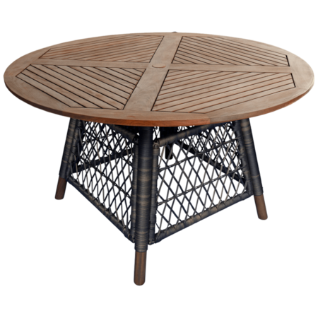 48″ Rd. Wicker Dining Table w/Umbrella Hole