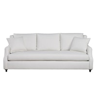 Contemporary Stationary Sofa with Scoop Arms & Turned Legs