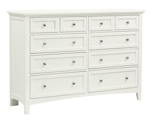 Transitional 8-Drawer Dresser with Satin Nickel Hardware