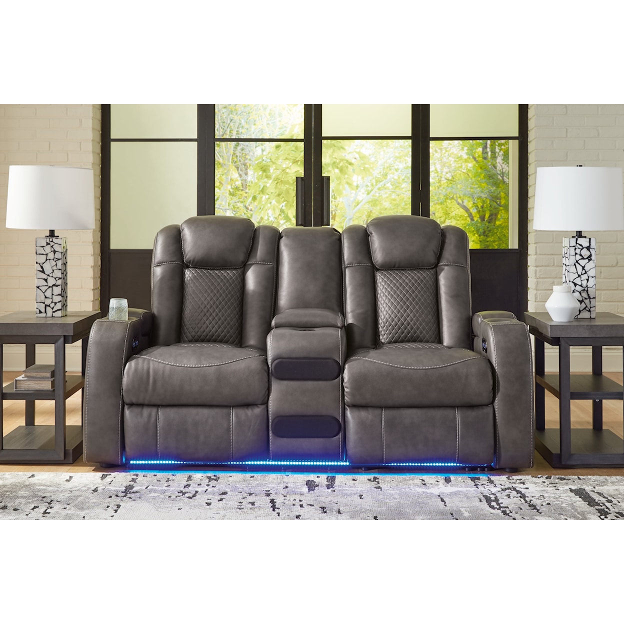 Michael Alan Select Fyne-Dyme Power Reclining Loveseat With Console