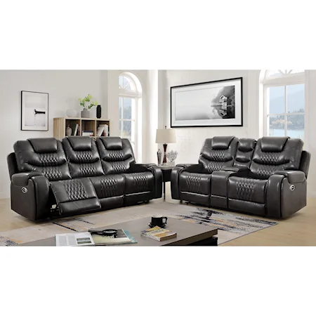 Transitional Power Sofa and Power Loveseat Set