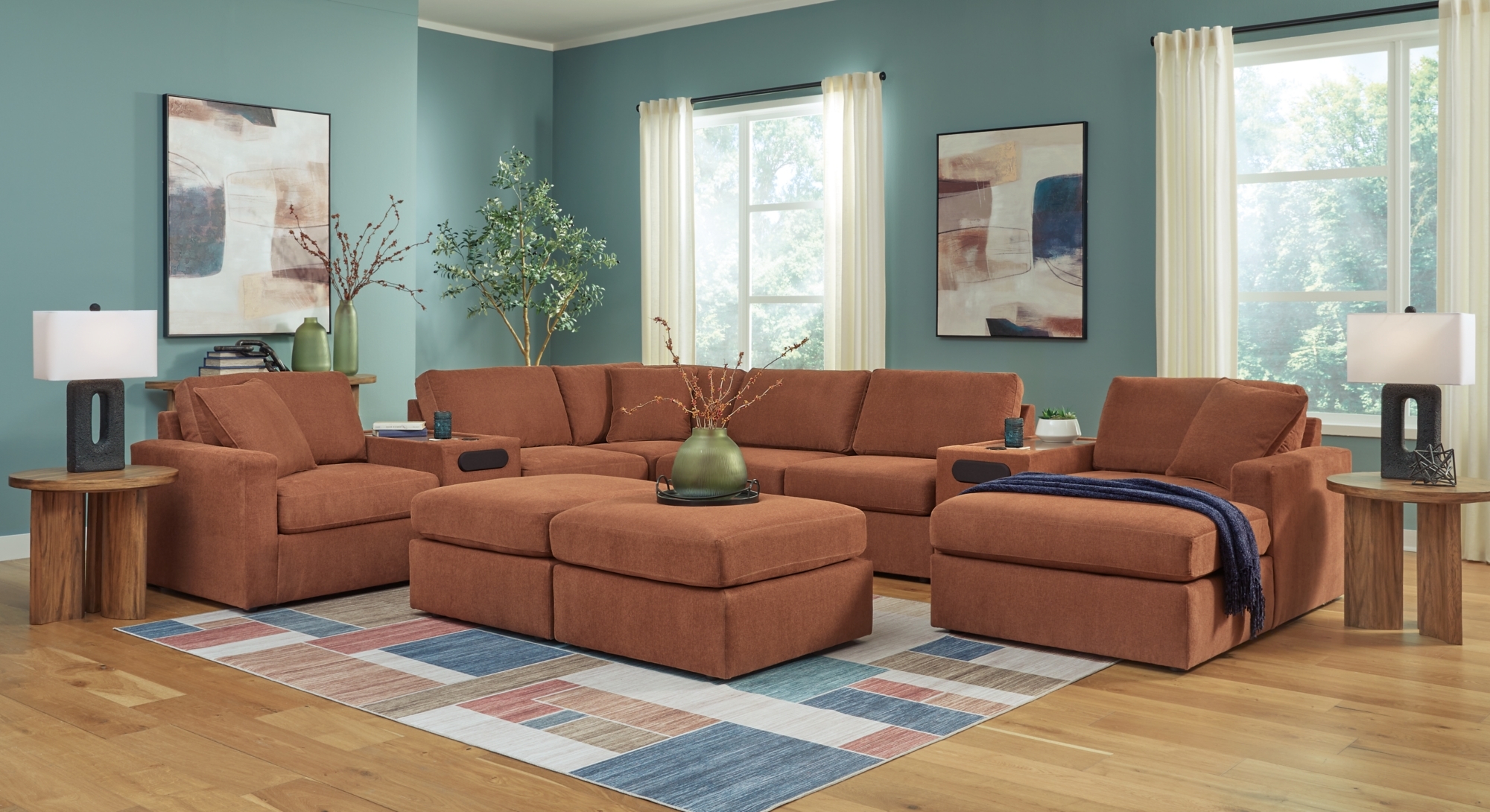 Signature Design by Ashley Modmax 6-Piece Sectional And 2 Ottomans