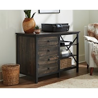 Industrial Farmhouse 3-Drawer Credenza with Open Shelves