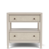 Contemporary 2-Drawer Nightstand with Open Shelf and Dual USB Charging Port