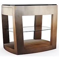 Contemporary Side Table with Glass Shelf