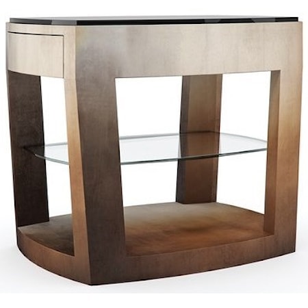 Contemporary Side Table with Glass Shelf