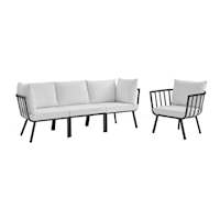 Riverside Coastal 4-Piece Outdoor Patio Aluminum Set - Gray/White