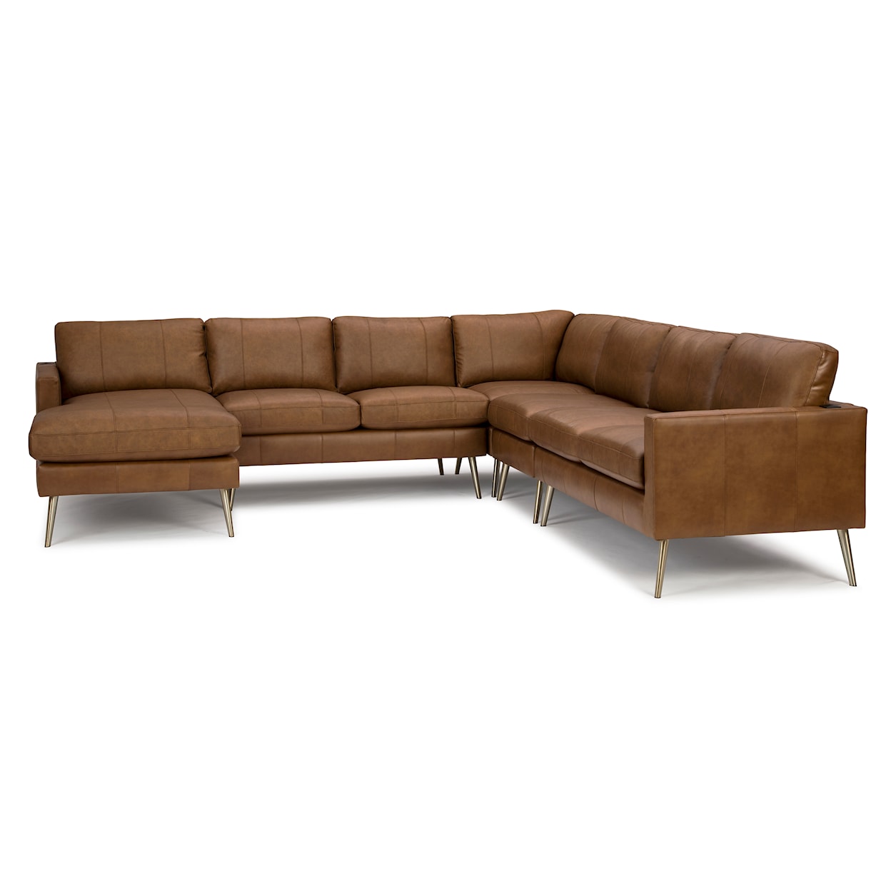 Best Home Furnishings Trafton Leather Sectional Sofa w/Chaise & Metal Feet