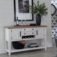 Transitional Sideboard with Wine Rack and Outlets