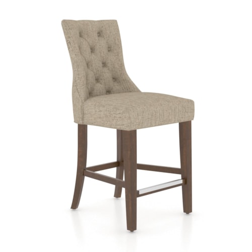 Farmhouse Customizable Upholstered Counter Stool with Tufted Back