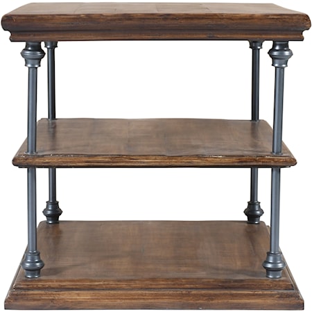 Industrial Larson End Table with Open Shelf Bottom