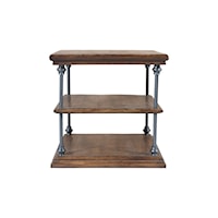 Industrial Larson End Table with Open Shelf Bottom