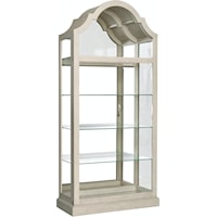 Transitional Glass Sliding Door Curio with Adjustable Shelves