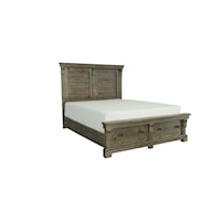 Rustic King Panel Bed with Footboard Storage