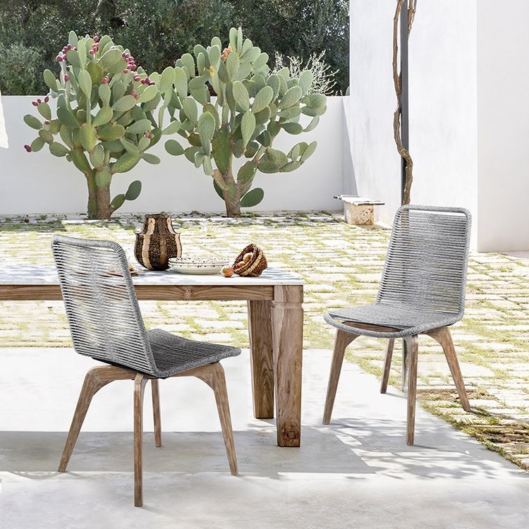 Armen Living Island Outdoor Patio Dining Chair - Set of 2