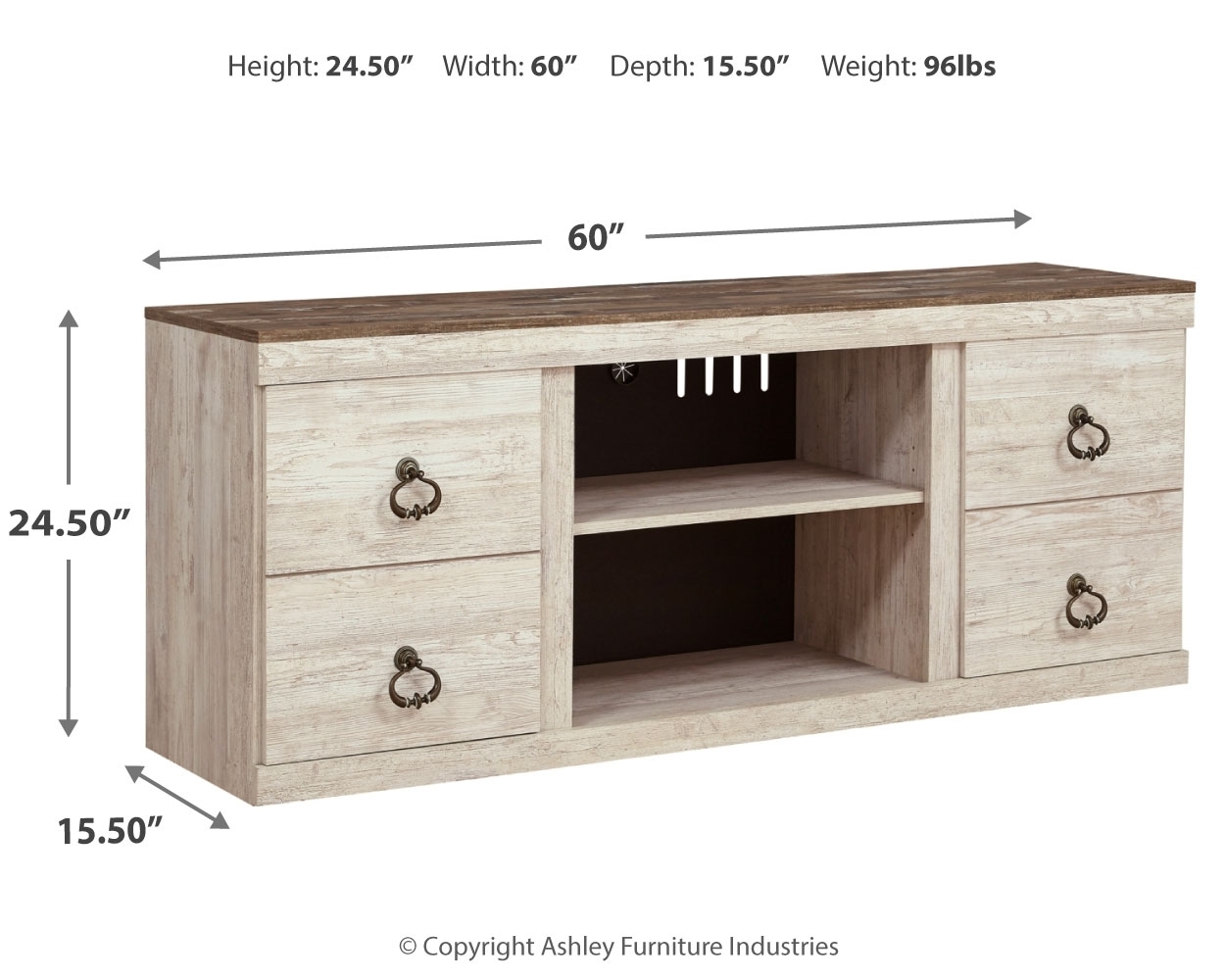 Signature Design by Ashley Willowton Lg TV Stand W/ Fireplace Option