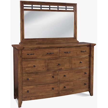 Contemporary 9-Drawer Chest & Mirror