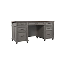 Farmhouse 66" Executive Wood Desk with A/C Outlets