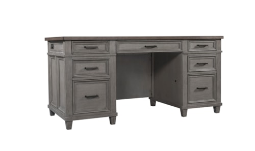 Farmhouse 66" Executive Wood Desk with A/C Outlets