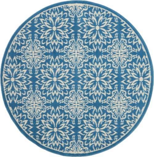 5'3"  Ivory/Blue Round Rug