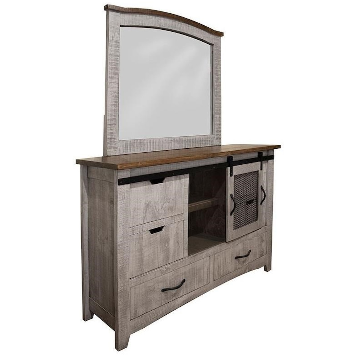 International Furniture Direct Pueblo Dresser and Mirror