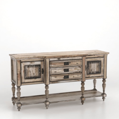 Farmhouse Storage Buffet with Distressed Wood Finish
