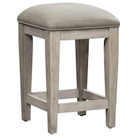 Farmhouse Counter-Height Console Stool with Upholstered Seat