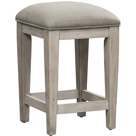 Farmhouse Counter-Height Console Stool with Upholstered Seat