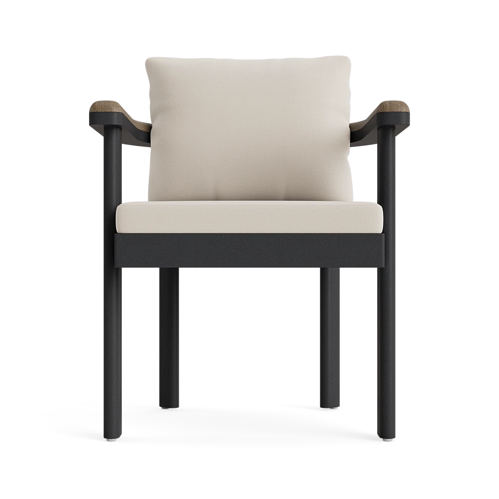 Barrel-Back Dining Chair w/Teak Panel Arms